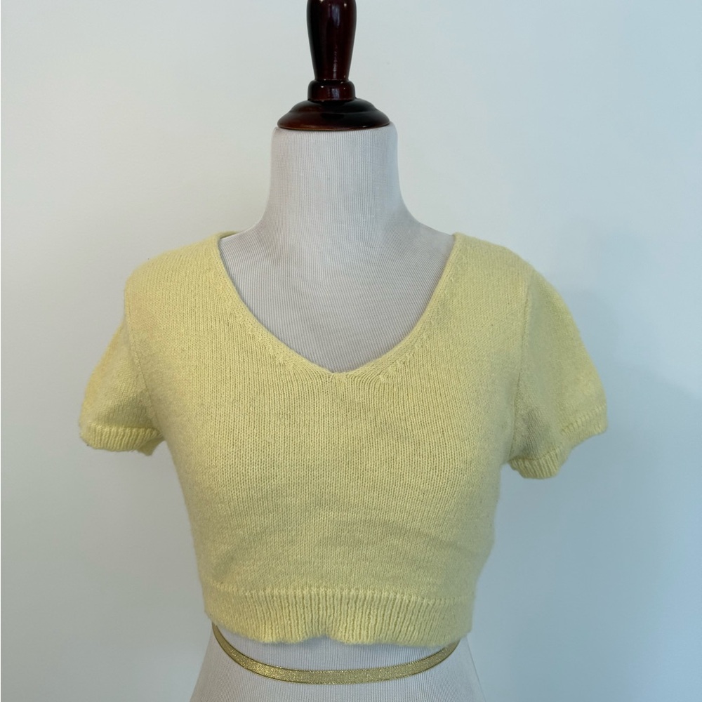 Princess Polly Light Yellow Knit Crop Top